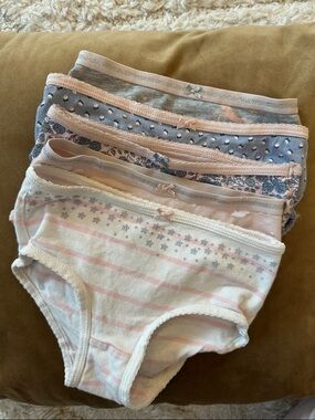 4-5yrs Carter's Girls' Cotton Briefs - Pink and Light Blue Floral & Stripe Set